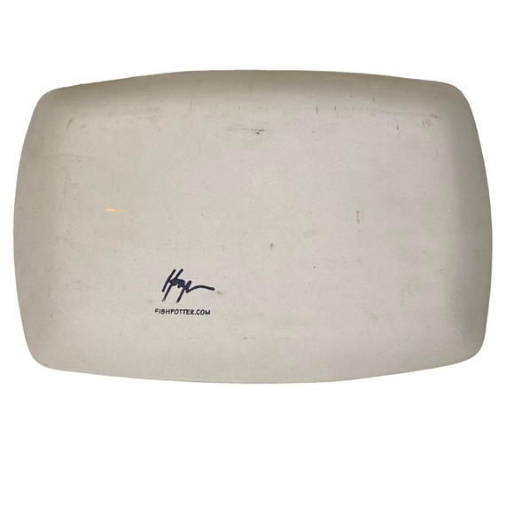 Studio Art Pottery Green Stamped Crosses Serving Tray Entry Table Tray Glazed - Picture 3 of 7